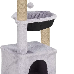 Furrlovers Plush Activity Cat Tree with Condo, Hammock & Jute Rope Scratching Posts for Kittens (Grey)