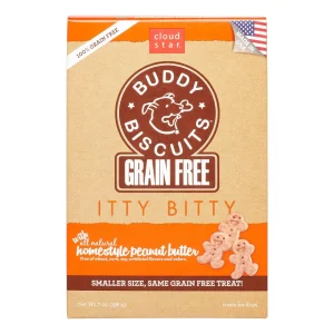 Buddy Biscuits Grain-Free Teeny Peanut Butter Baked Dog Treats - 7 oz Bag