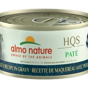 Almo Nature HQS Mackerel & Chicken Recipe in Gravy Grain-Free Pate Wet Canned Cat Food, 2.47-oz can, case of 24