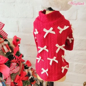 Wooflink Cute Little Bows Turtleneck in Red