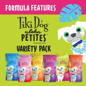 Tiki Dog Petites Pate Variety Pack Canned Wet Dog Food - Lamb Beef & Duck 3 oz Cans - Case of 12