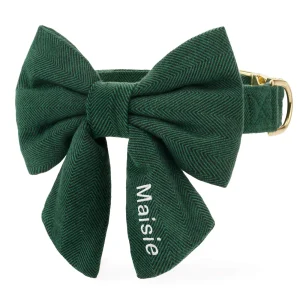 Evergreen Herringbone Flannel Lady Bow Collar