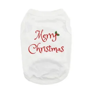 White Merry Christmas Dog Shirt