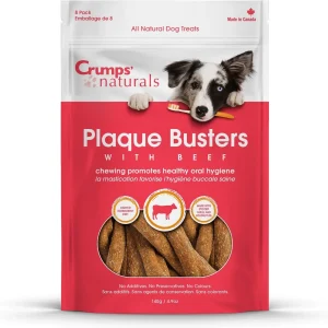 Crumps' Naturals Plaque Buster with Beef Dog Dental Hard Chews - 4.9 oz Bag