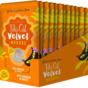 Tiki Cat Velvet Mousse Chicken Cat Food in Pouches - 2.8 oz Pouches - Case of 12