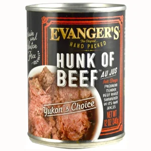 Evanger's Premium Hunk of Beef Hand Packed Canned Dog Food - 12 oz Cans - Case of 12