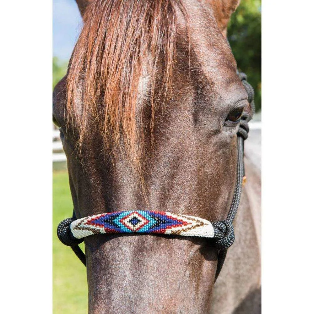 Professionals Choice Black and Turquoise Beaded Rope Halter - Image 2