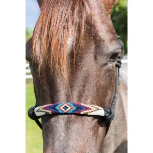 Professionals Choice Black and Turquoise Beaded Rope Halter