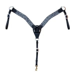 Professionals Choice Black and White Paisley Overlay 2in Contoured Breast Collar