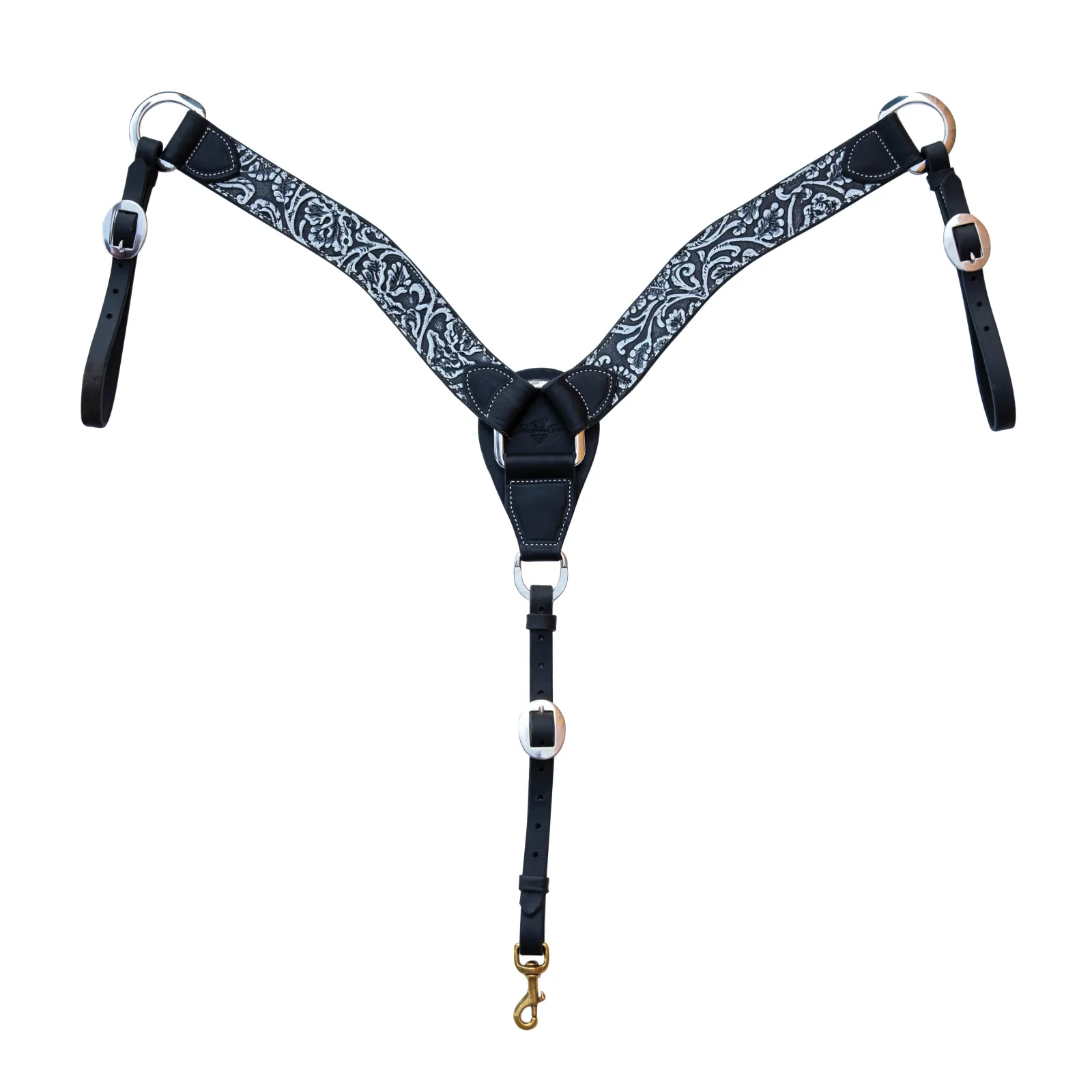 Professionals Choice Black and White Paisley Overlay 2in Contoured Breast Collar
