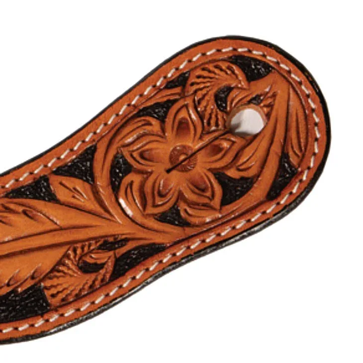 Professionals Choice Ladies or Youth Natural Floral Black Background Spur Straps - Image 2