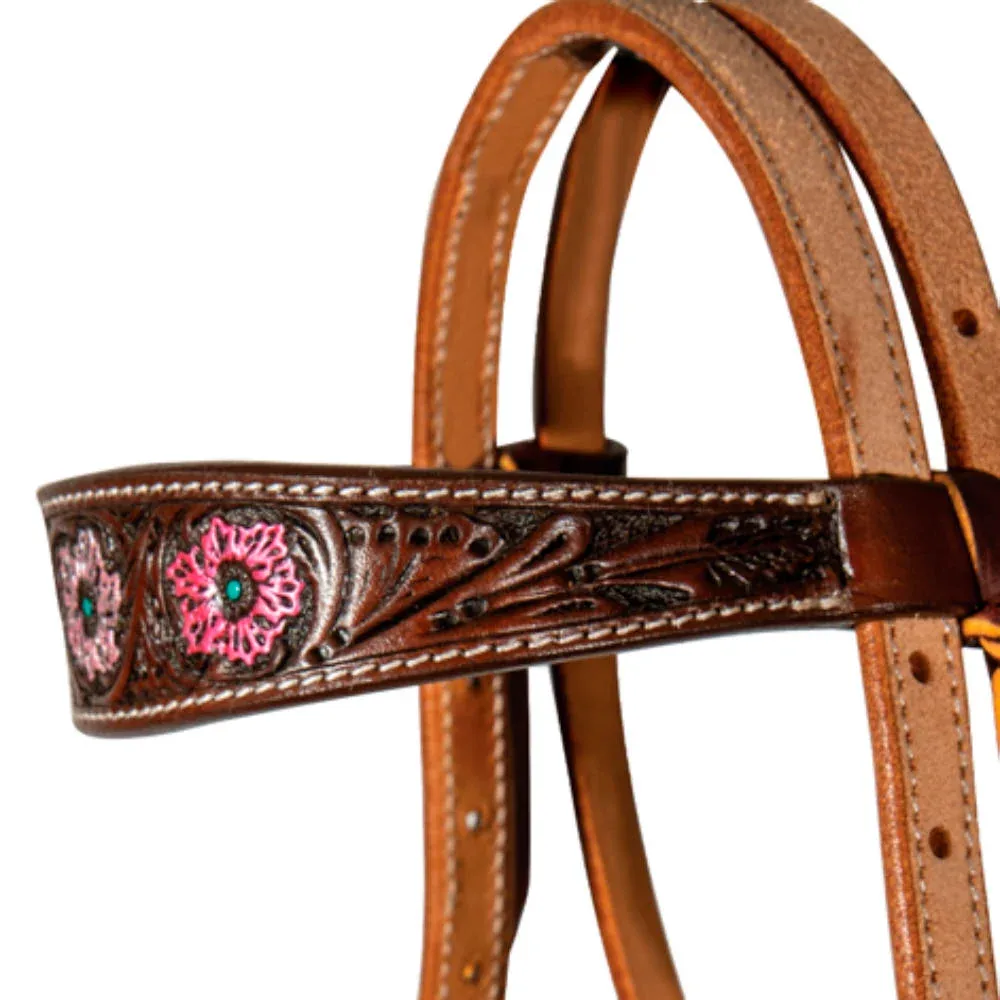 Professionals Choice Pink Flower Pony Browband Headstall - Image 2