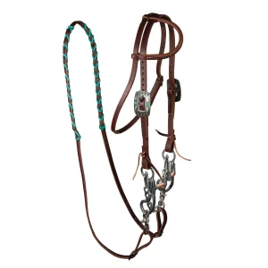 Professionals Choice Working Pony Correctional Bridle Set with Turquoise Laced Reins