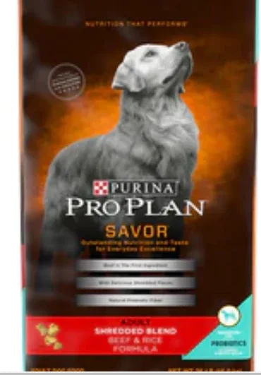 Purina Pro Plan Savor Adult Shredded Blend Beef & Rice Formula Dry Dog Food