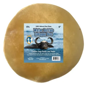 QT Dog Water Buffalo Collagen Disc 9" Case of 24 - Healthy & Tasty Dog Chew Treats