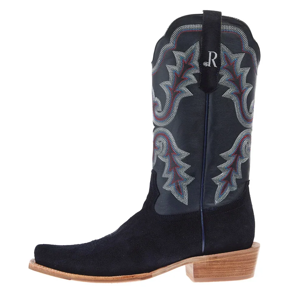 R Watson Boots Men's Dark Blue Roughout Vamp 13in Midnight Goat Top - Image 2
