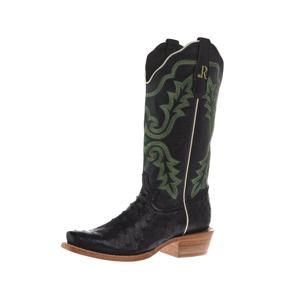 R Watson Boots Women's Black Full Quill Ostrich 13