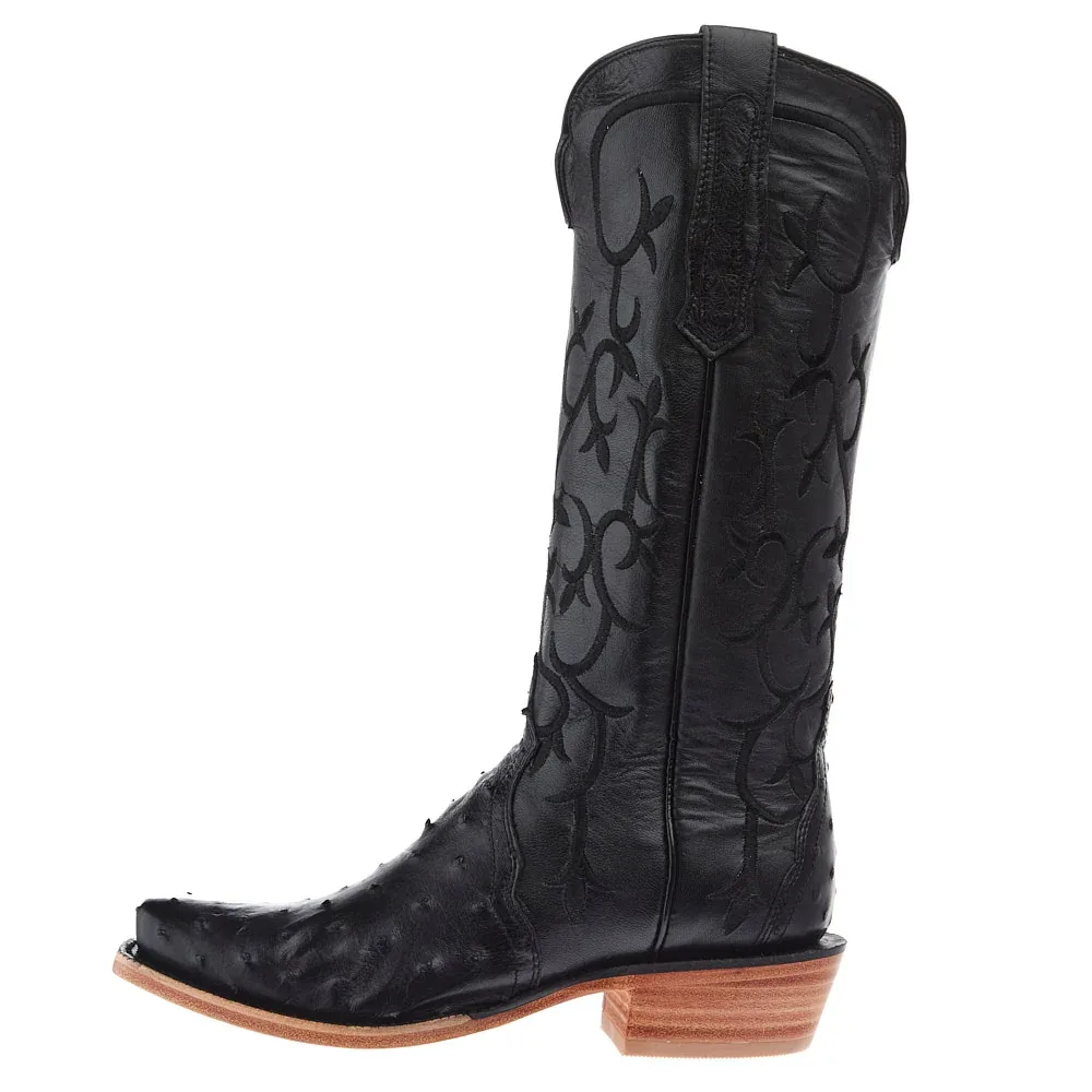 R Watson Boots Women's Black Full Quill Ostrich Vamp 14in Black Top - Image 2