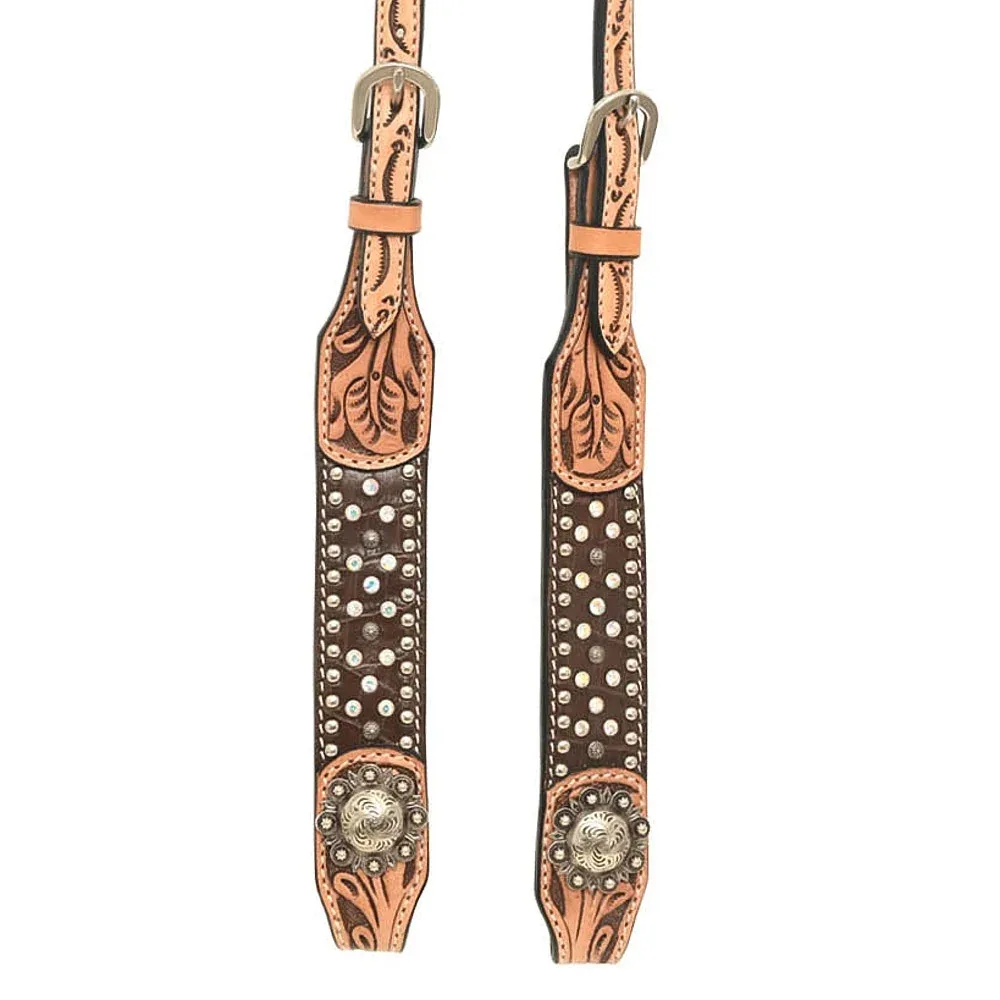 Rafter T Ranch Company Brown Gator Crystal Single Ear Headstall - Image 2