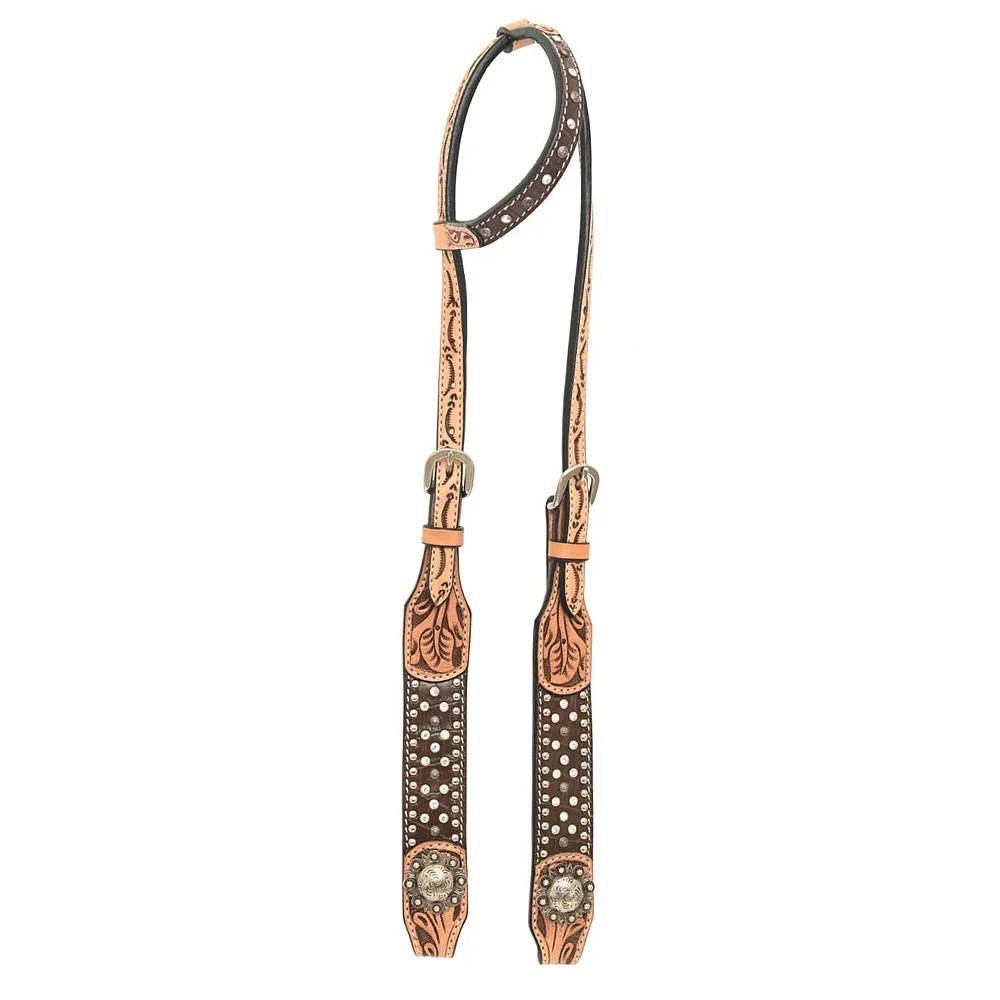 Rafter T Ranch Company Brown Gator Crystal Single Ear Headstall