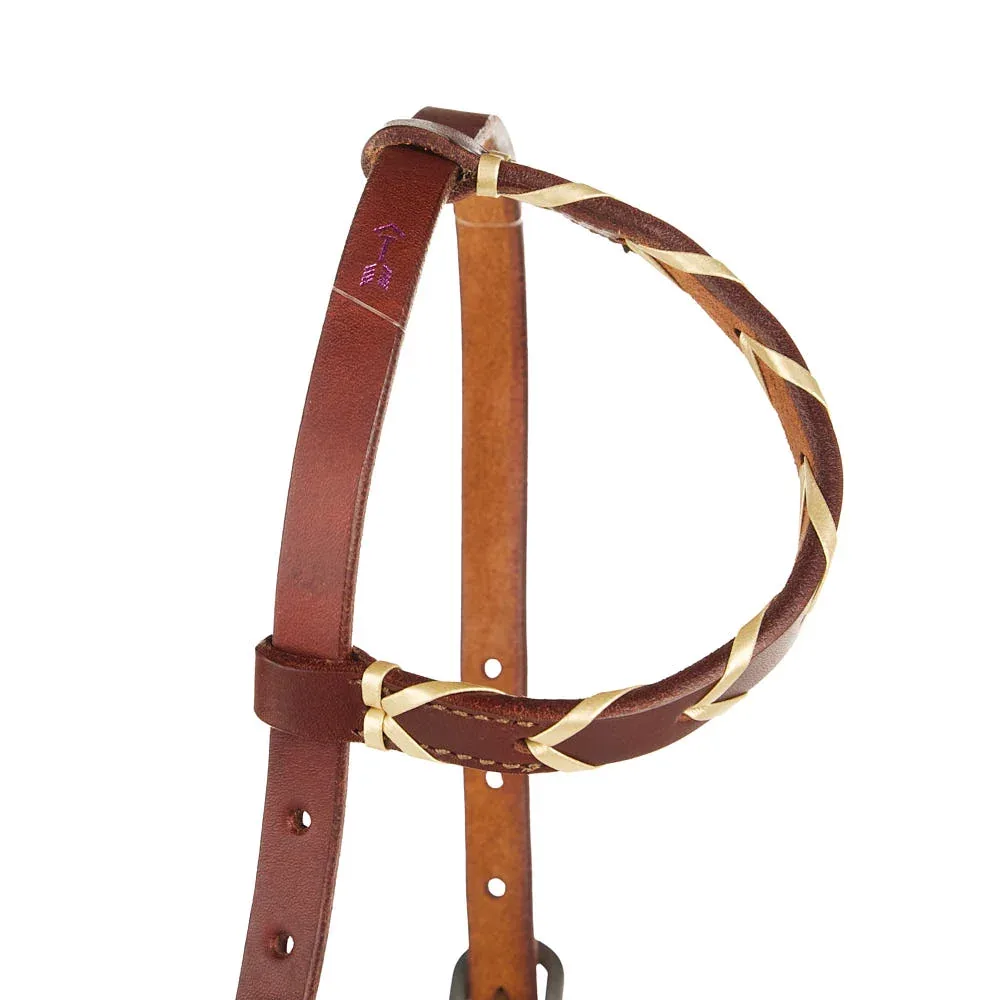 Rafter T Ranch Company Metallic Gold Laced Single Ear Headstall - Image 2