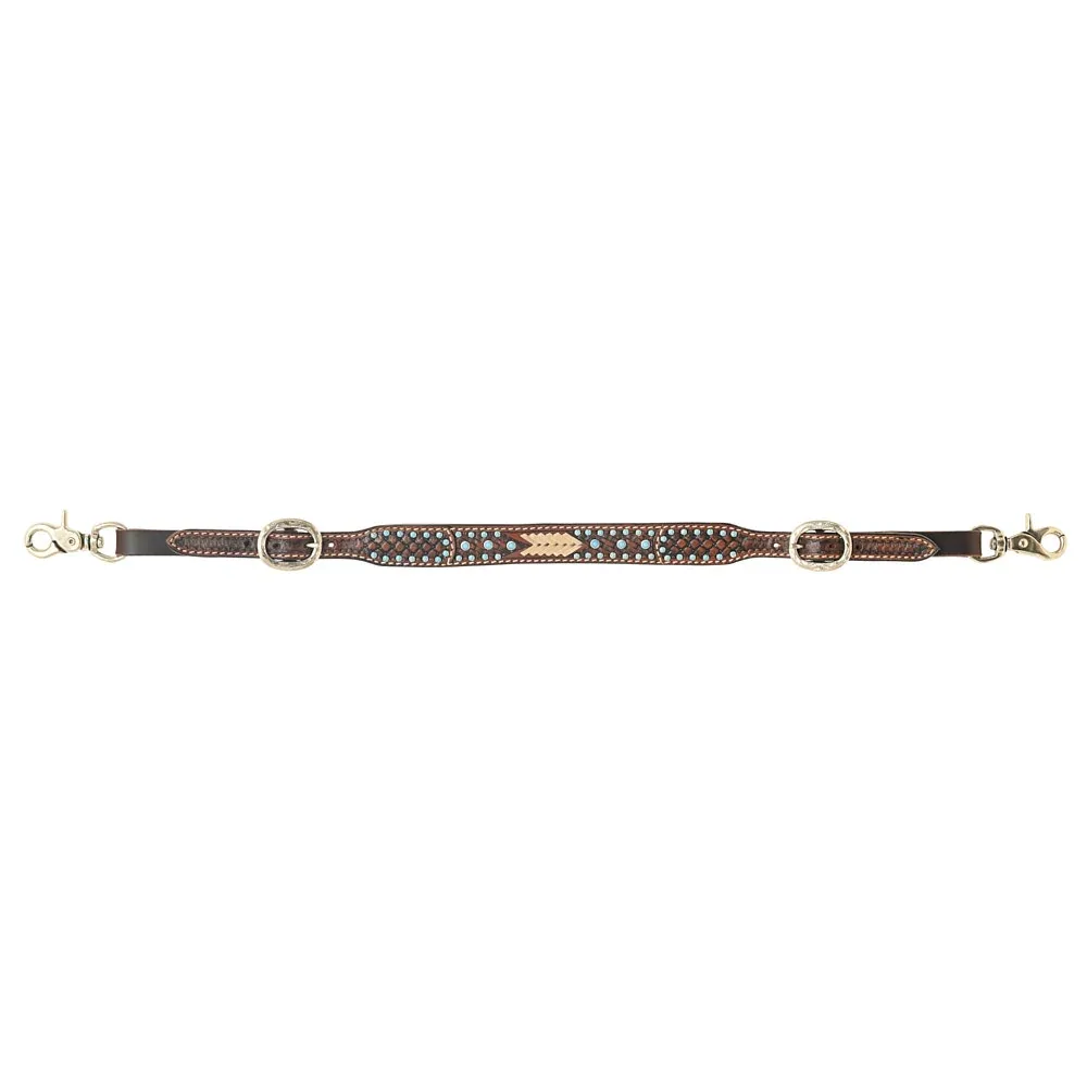 Rafter T Ranch Company Turquoise Stone Basket Stamp Wither Strap
