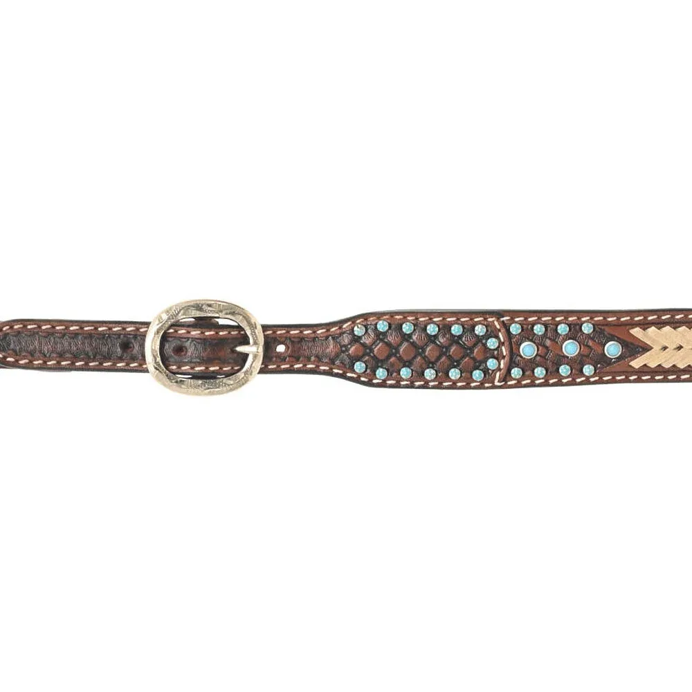 Rafter T Ranch Company Turquoise Stone Basket Stamp Wither Strap - Image 2