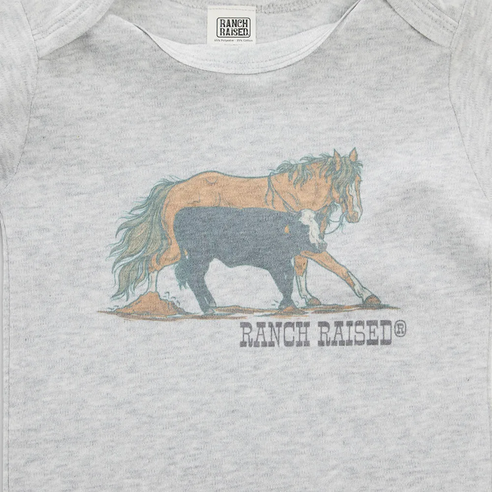 Ranch Raised Boy's Light Grey Cowtown Onesie - Image 2