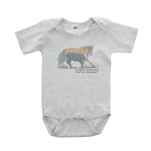 Ranch Raised Boy's Light Grey Cowtown Onesie