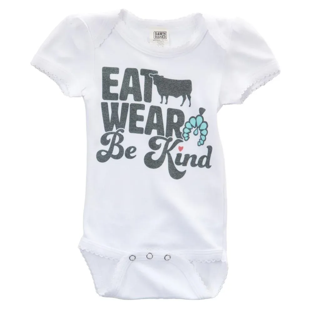 Ranch Raised Girls Be Kind White Onesie