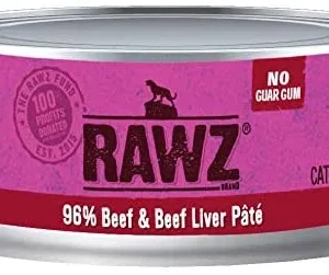 Rawz 96% Beef & Liver Pate Canned Cat Food - 5.5 oz - Case of 24