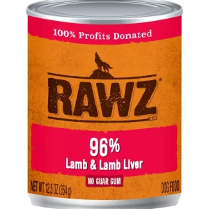 Rawz 96% Lamb & Lamb Liver Pate Canned Dog Food - 12.5 oz - Case of 12