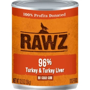 Rawz 96% Turkey & Turkey Liver Pate Canned Dog Food - 12.5 oz - Case of 12