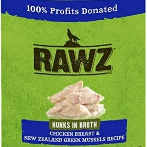 Rawz Hunks in Broth Chicken Breast & NZGM Canned Dog Food - 14 oz - Case of 12