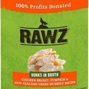 Rawz Hunks in Broth Chicken Breast, Pumpkin & NZGM Canned Dog Food - 14 oz - Case of 12