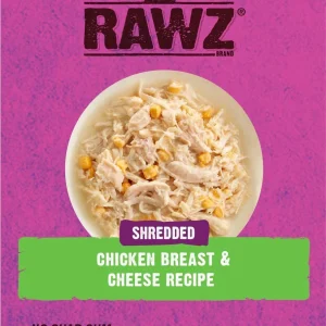 Rawz Shredded Chicken Breast & Cheese Cat Food - 2.46 oz Pouches - Case of 8
