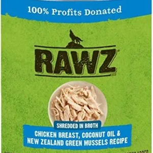 Rawz Shredded Chicken Breast, Coconut Oil & NZGM Canned Dog Food - 14 oz - Case of 12