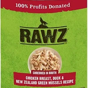 Rawz Shredded Chicken Breast, Duck & NZGM Canned Dog Food - 14 oz - Case of 12
