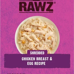 Rawz Shredded Chicken Breast & Egg Cat Food - 2.46 oz Pouches - Case of 8