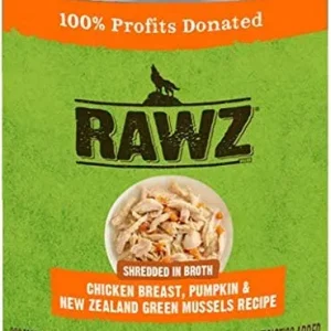 Rawz Shredded Chicken Breast, Pumpkin & NZGM Canned Dog Food - 14 oz - Case of 12