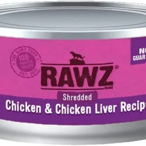 Rawz Shredded Chicken & Chicken Liver Canned Cat Food - 3 oz - Case of 18