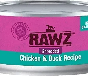 Rawz Shredded Chicken & Duck Canned Cat Food - 5.5 oz - Case of 24