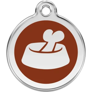 Red Dingo Bone in Bowl Pet ID Dog Tags