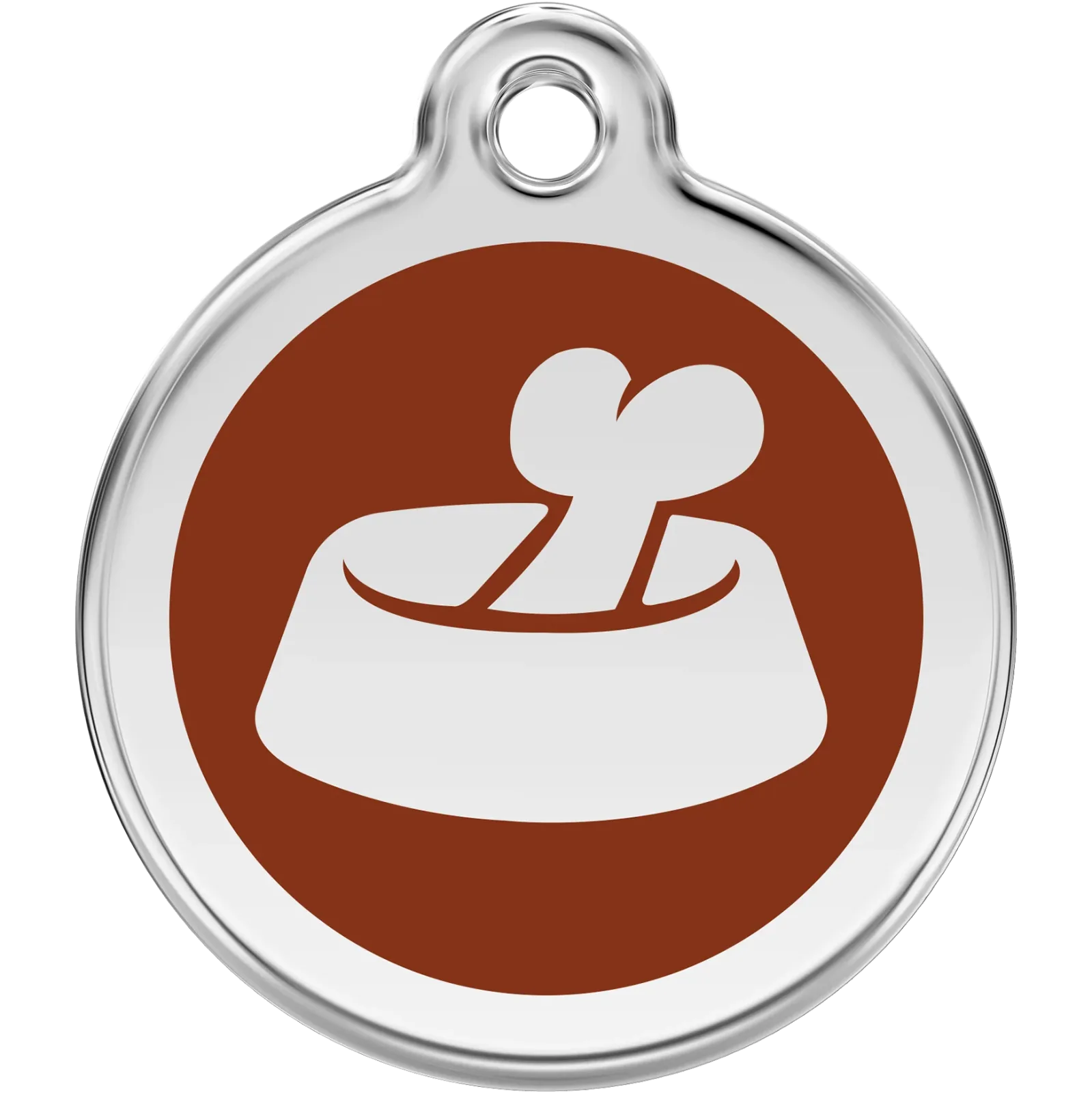 Red Dingo Bone in Bowl Pet ID Dog Tags