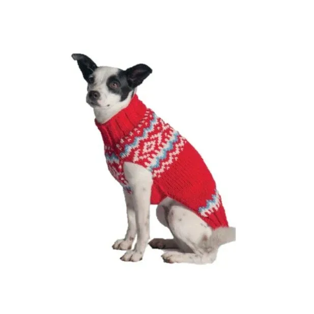 Red Nordic Fair Isle Dog Sweater