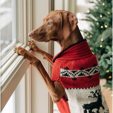 Red Reindeer Shawl Dog Sweater - Image 2