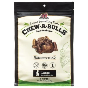 Redbarn Pet Products Chew-A-Bulls Dental Dog Treat Toad Large, 6 ct