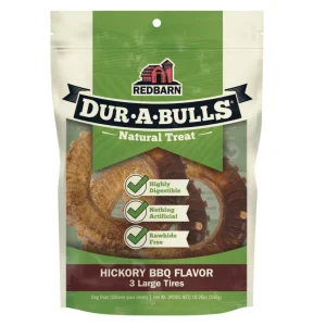 Redbarn Pet Products Dur-A-Bulls Tire Hickory BBQ, Large, 3 ct