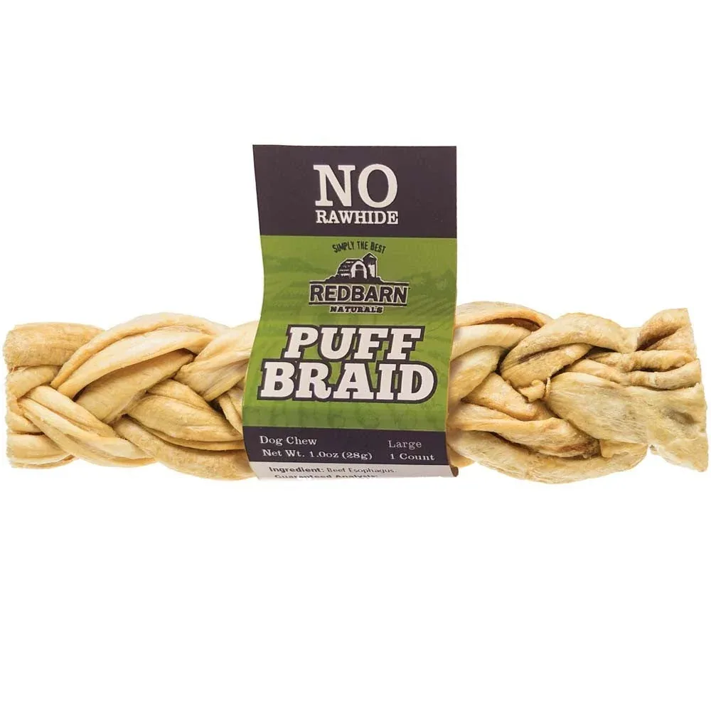 Redbarn Pet Products Puff Braid Dog Treat Large, 10 ct
