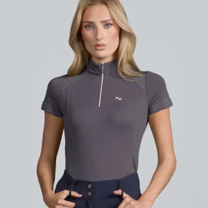 Remisa Ladies Technical Short Sleeve Riding Top Anthracite Grey